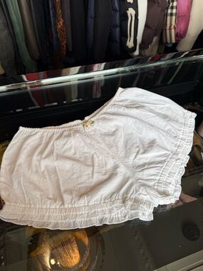 Kittens White Ruffled Cotton Bloomers with Rosette Accent